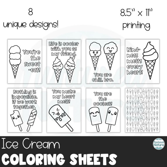 Ice cream coloring pages printable for kids valentines day coloring page set valentine ice cream party class party valentines