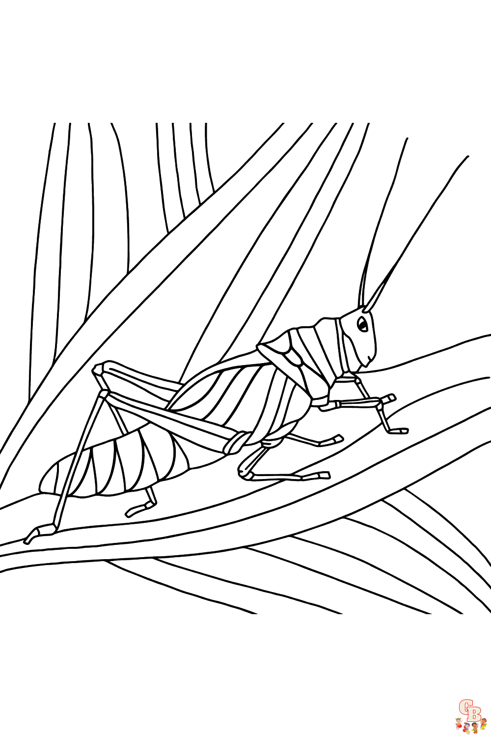 Beautiful grasshopper coloring pages for kids