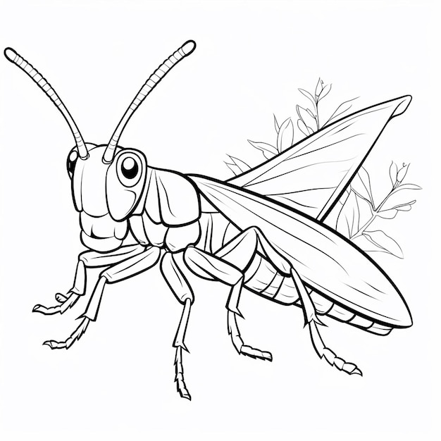 Premium ai image locust beautiful hand drawn cute coloring book kawaii line art