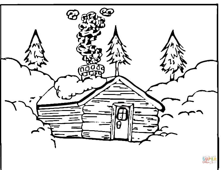 Log cabin coloring page free printable coloring pages