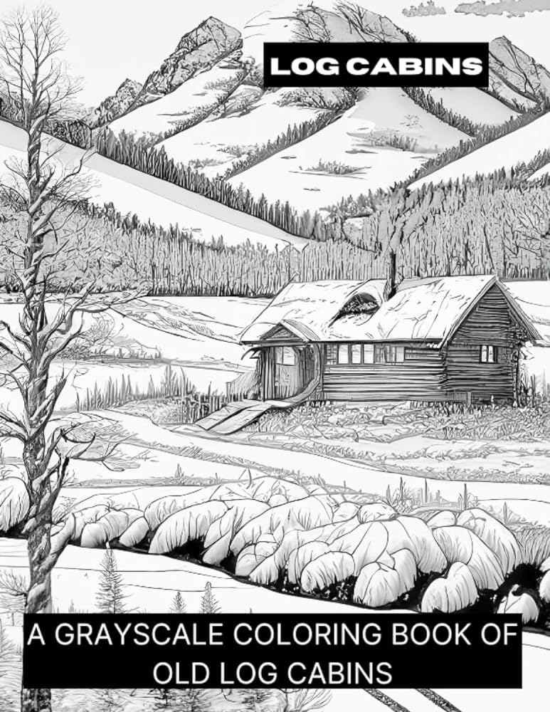 Log cabins a grayscale coloring book of log cabins wax mr books
