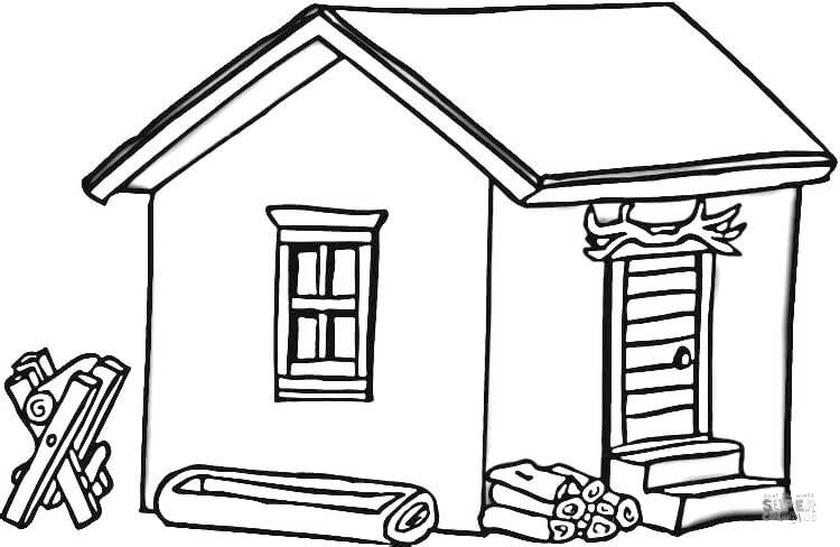 Get this house coloring pages log cabin house