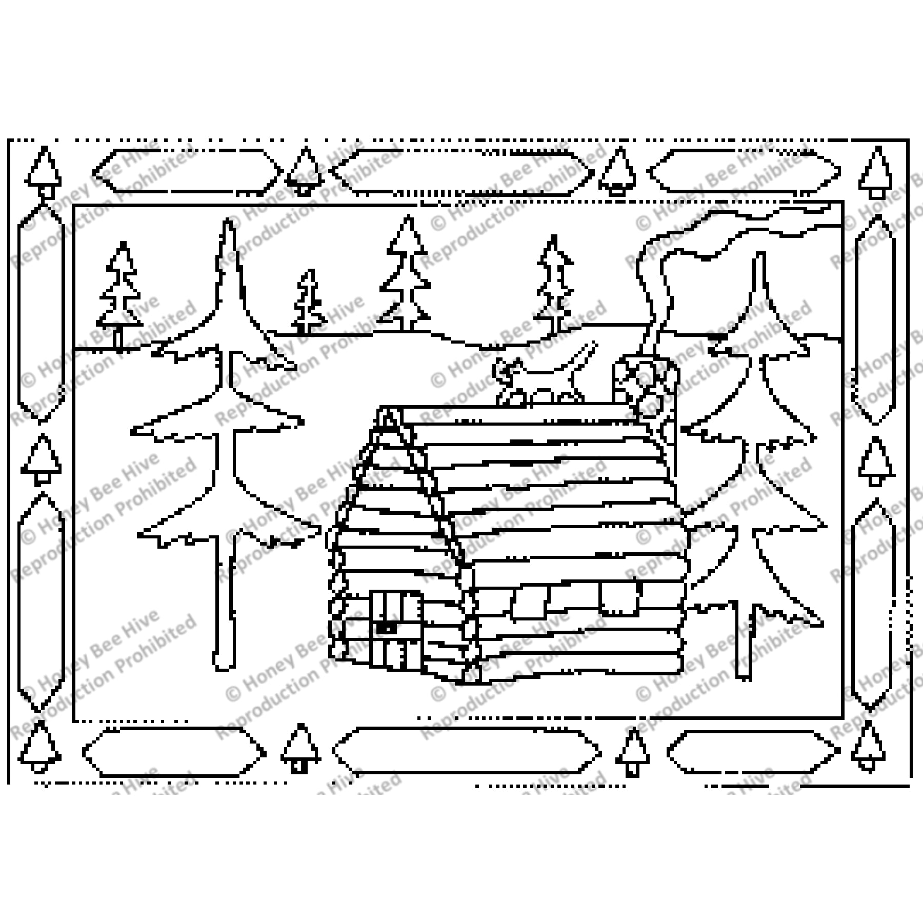 Rug hooking pattern log cabin pr honey bee hive rug hooking