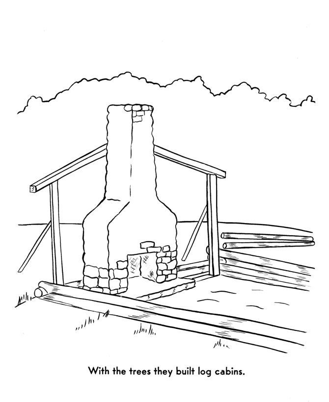 Pilgrims first thanksgiving coloring page