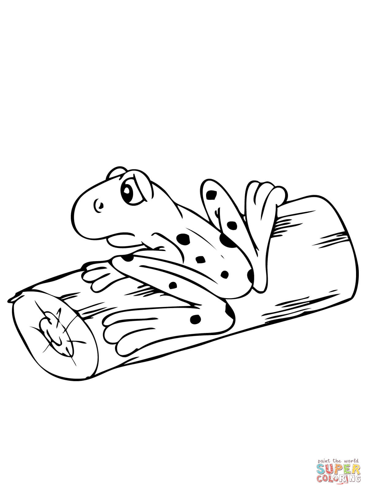 Frog on log coloring page free printable coloring pages