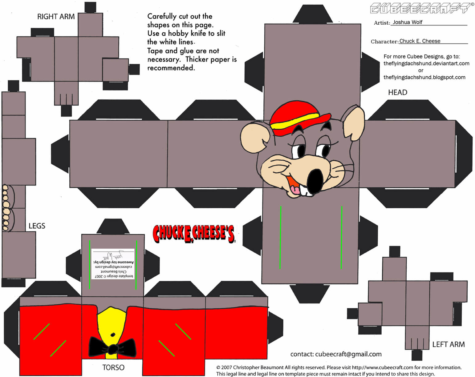 Chuck e cheese paper toy free printable papercraft templates