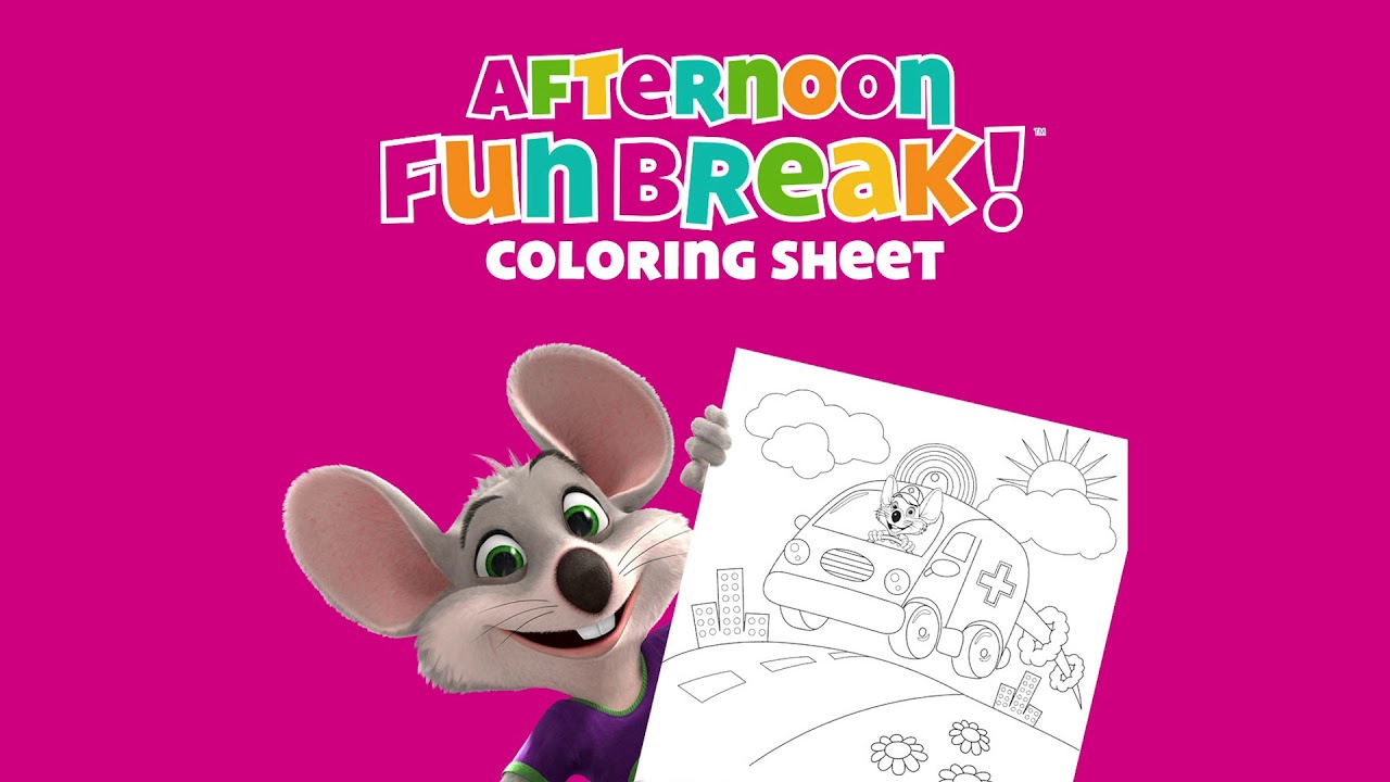 Chuck e cheese ambulance coloring sheet afternoon fun break