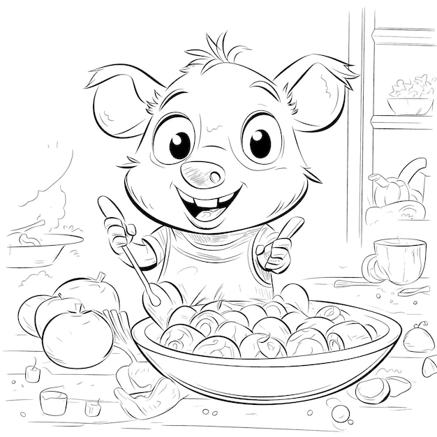 Premium vector pig black and white coloring pages for kids simple lines cartoon style happy cute funny animal in the world
