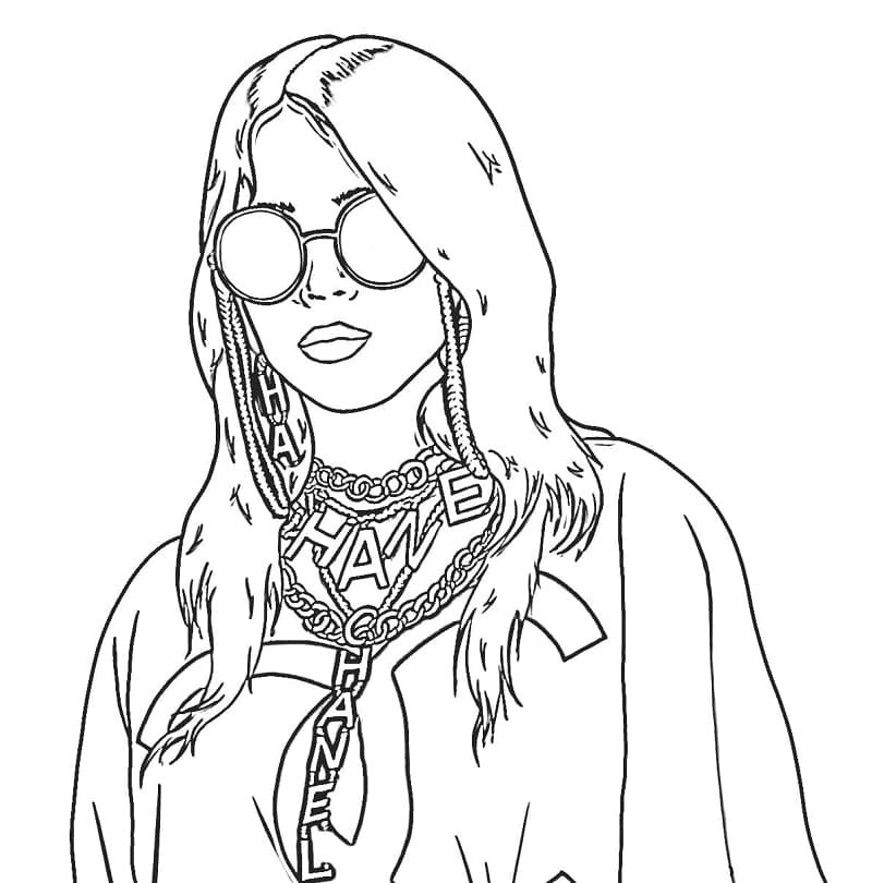 Billie eilish with chanel coloring page