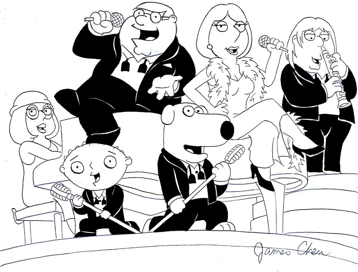 Meg griffin lois griffin family guy original mic art black ink sketch