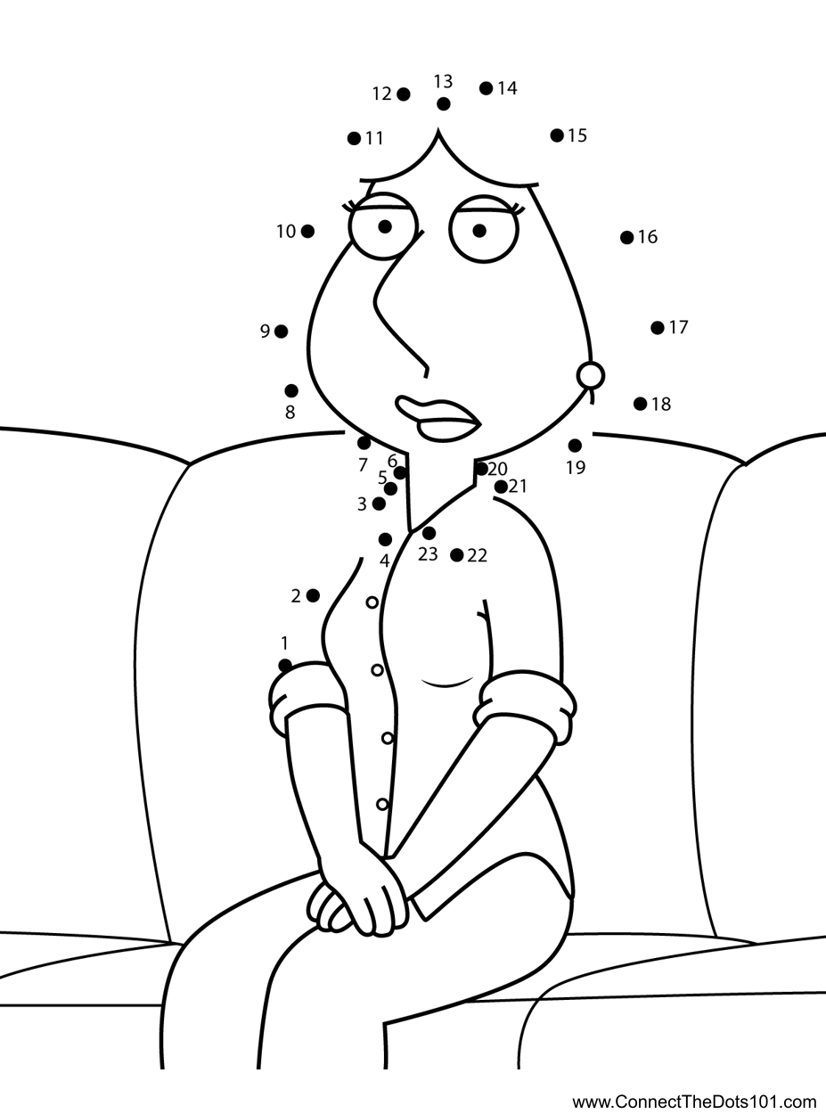 Lois griffin sitting family guy dot to dot printable worksheet