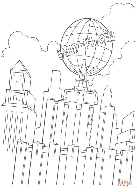 Building of the daily planet newspaper coloring page free printable coloring pages