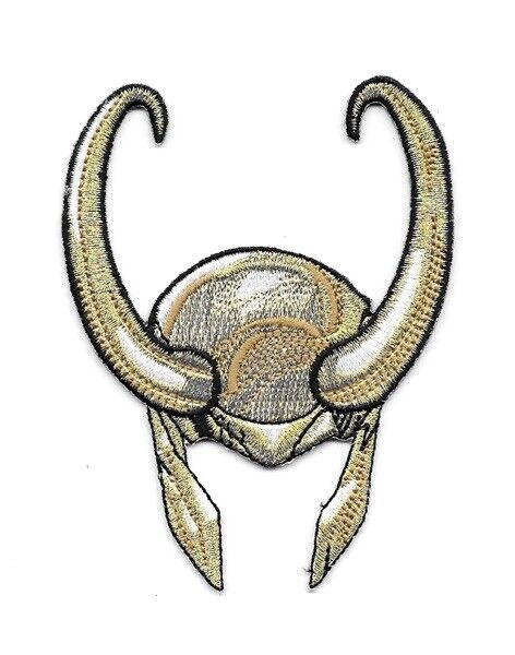 Marvel ics loki helmet embroidered die cut patch thor