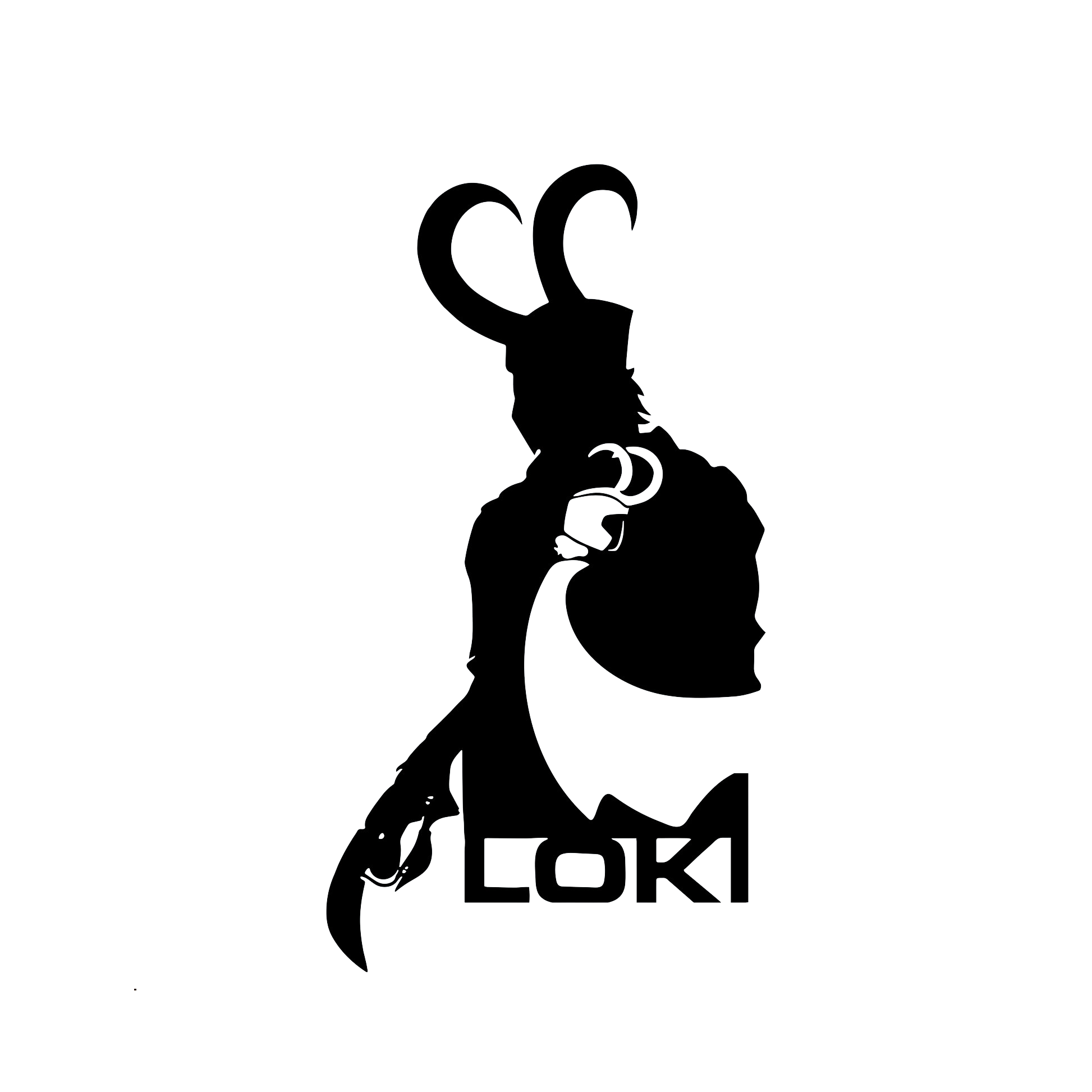 Loki silhouette with scepter