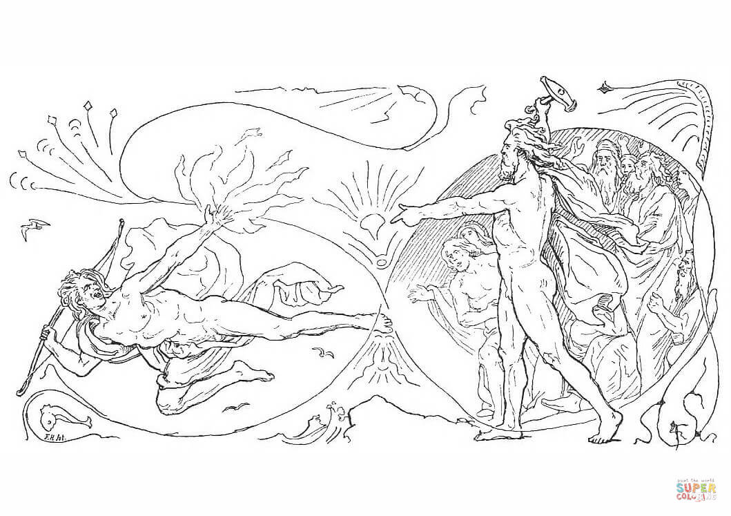 Loki leaves the hall and threatens the ãsir with fire coloring page free printable coloring pages