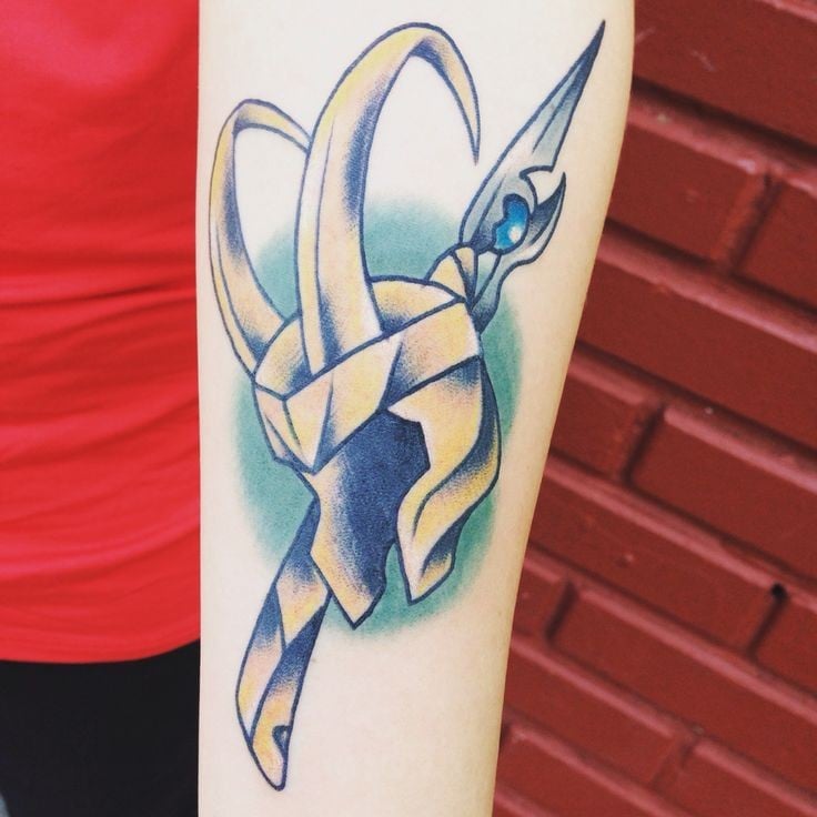 Help i am getting a loki tattoo im struggling with exactly what i want i want the horns and either his scepter or the tesseract i am thinking of going with something