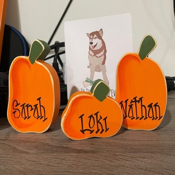 Individual personalized pumpkin halloween decor thanksgiving place card fall decor pumpkin home decor primitive pumpkin gift fall decoration