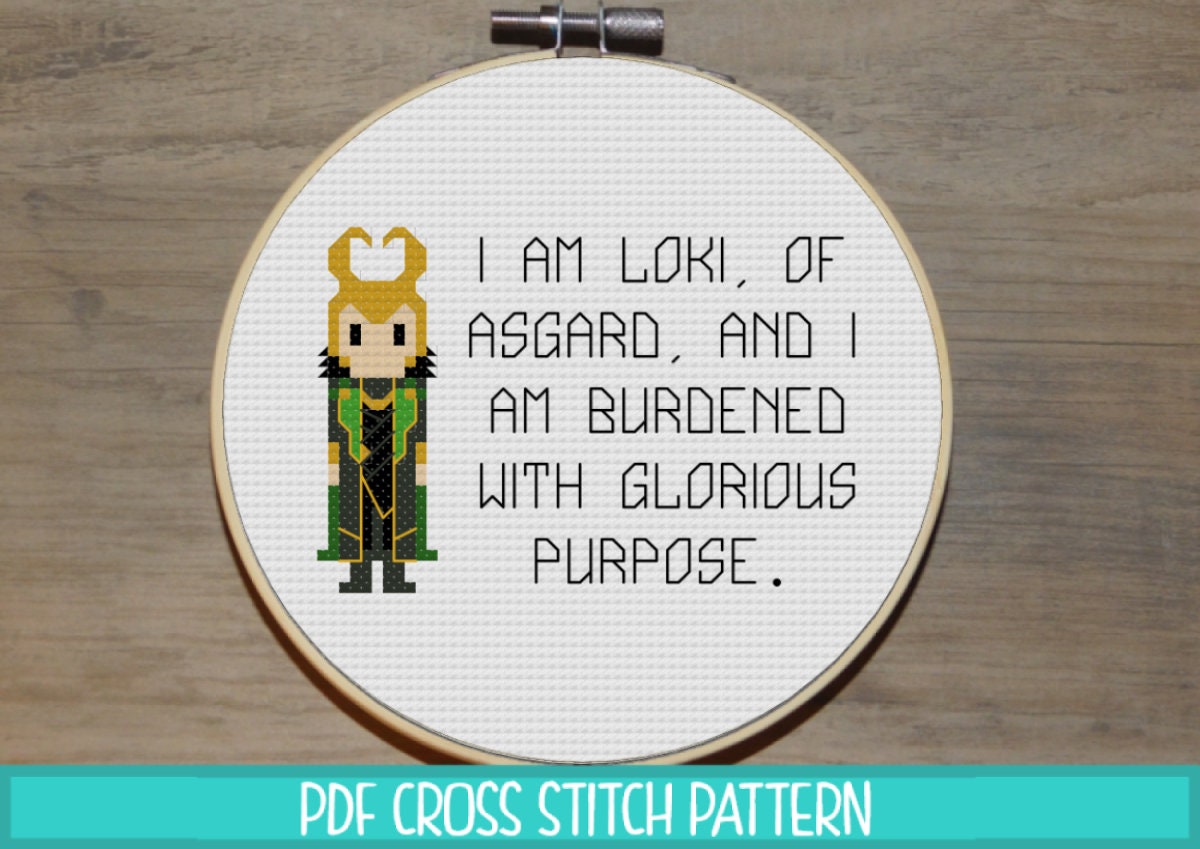Loki asgard quote cross stitch pattern marvel avengers cross stitch thor ic book cross stitch superhero download now