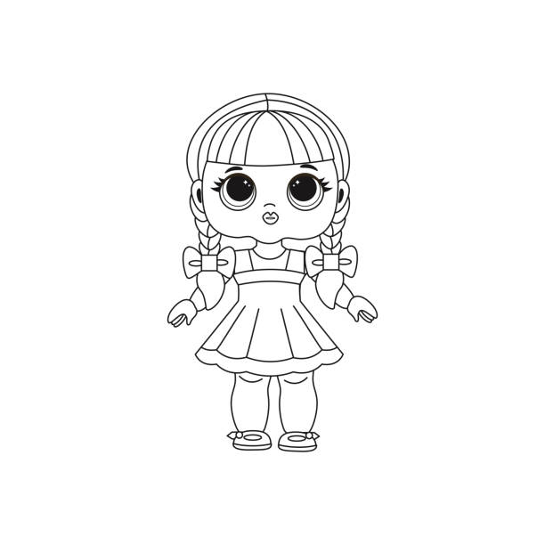 Cute lol doll coloring book for kids color vector illustration stock illustration
