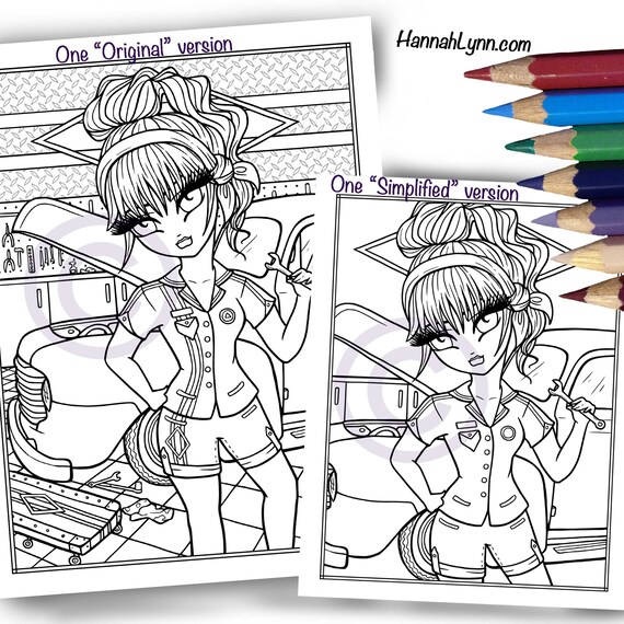 Pdf digital whimsy girls at work coloring book hannah lynn printable coloring pages