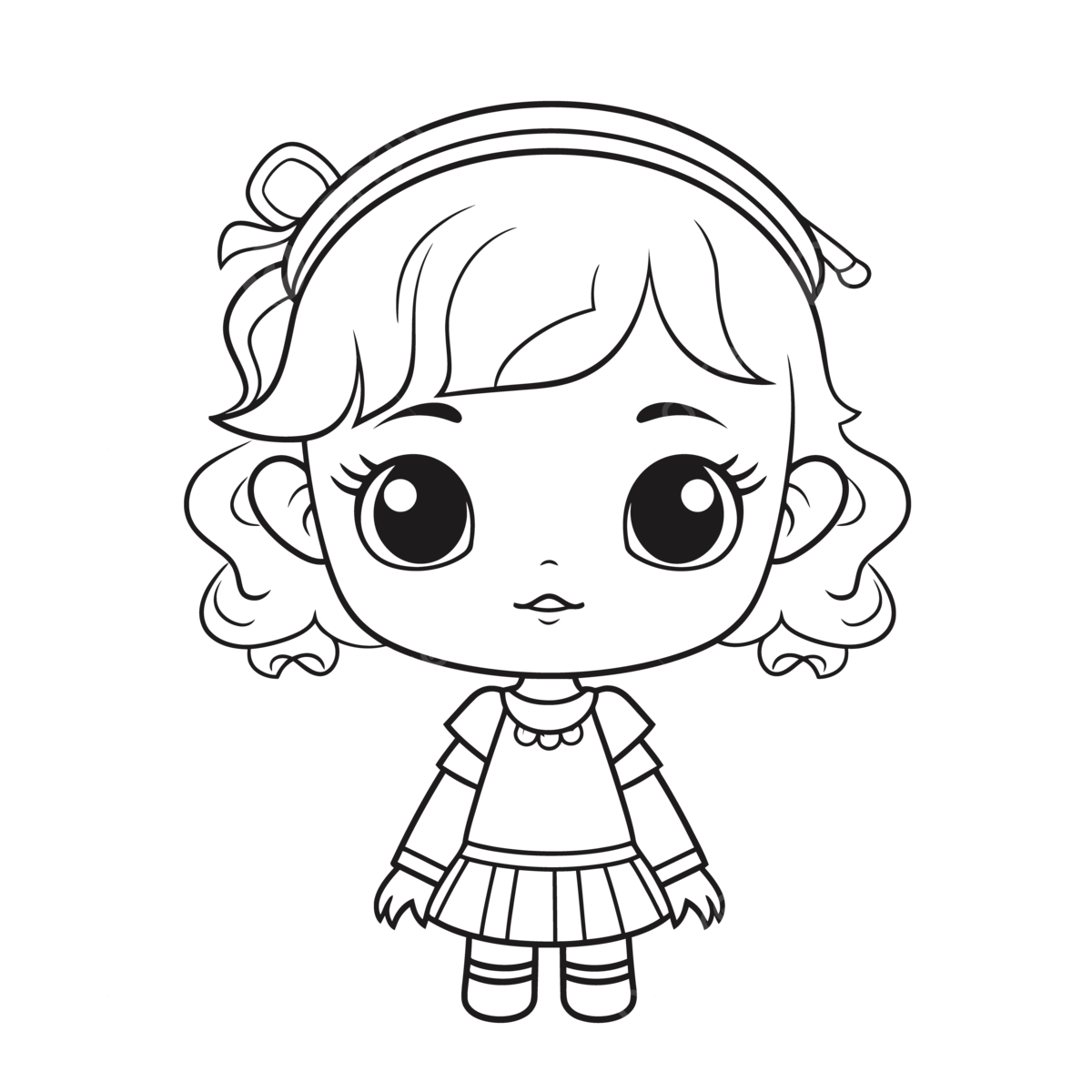 Printable coloring page for girl doll outline sketch drawing vector wing drawing girl drawing ring drawing png and vector with transparent background for free download