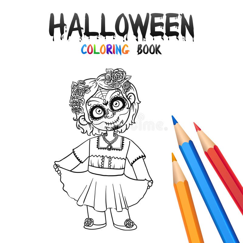 Halloween coloring book cute baby cartoon character stock vector