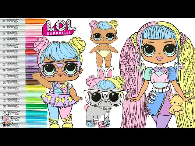 Lol surprise dolls coloring book page lol og candylicious bon bon lil bon bon and hop hop