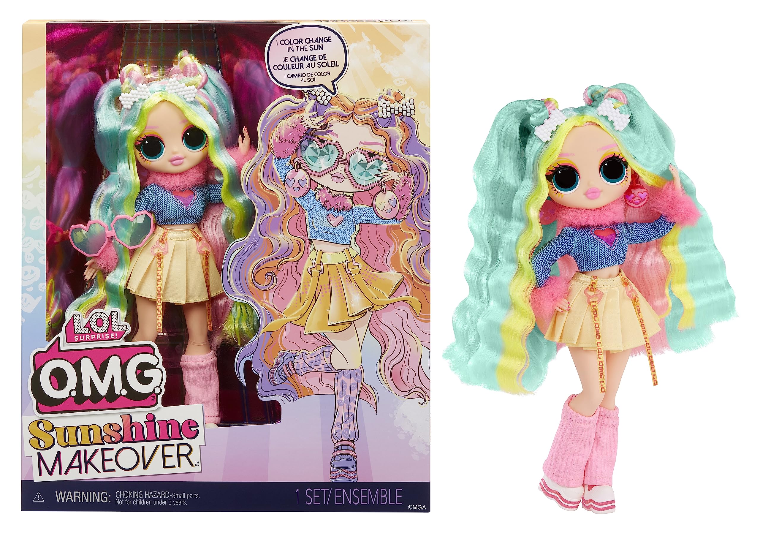 Lol surprise omg sunshine color change bubblegum dj fashion doll with color changing hair and fashions and multiple surprises â great gift for kids ages toys games