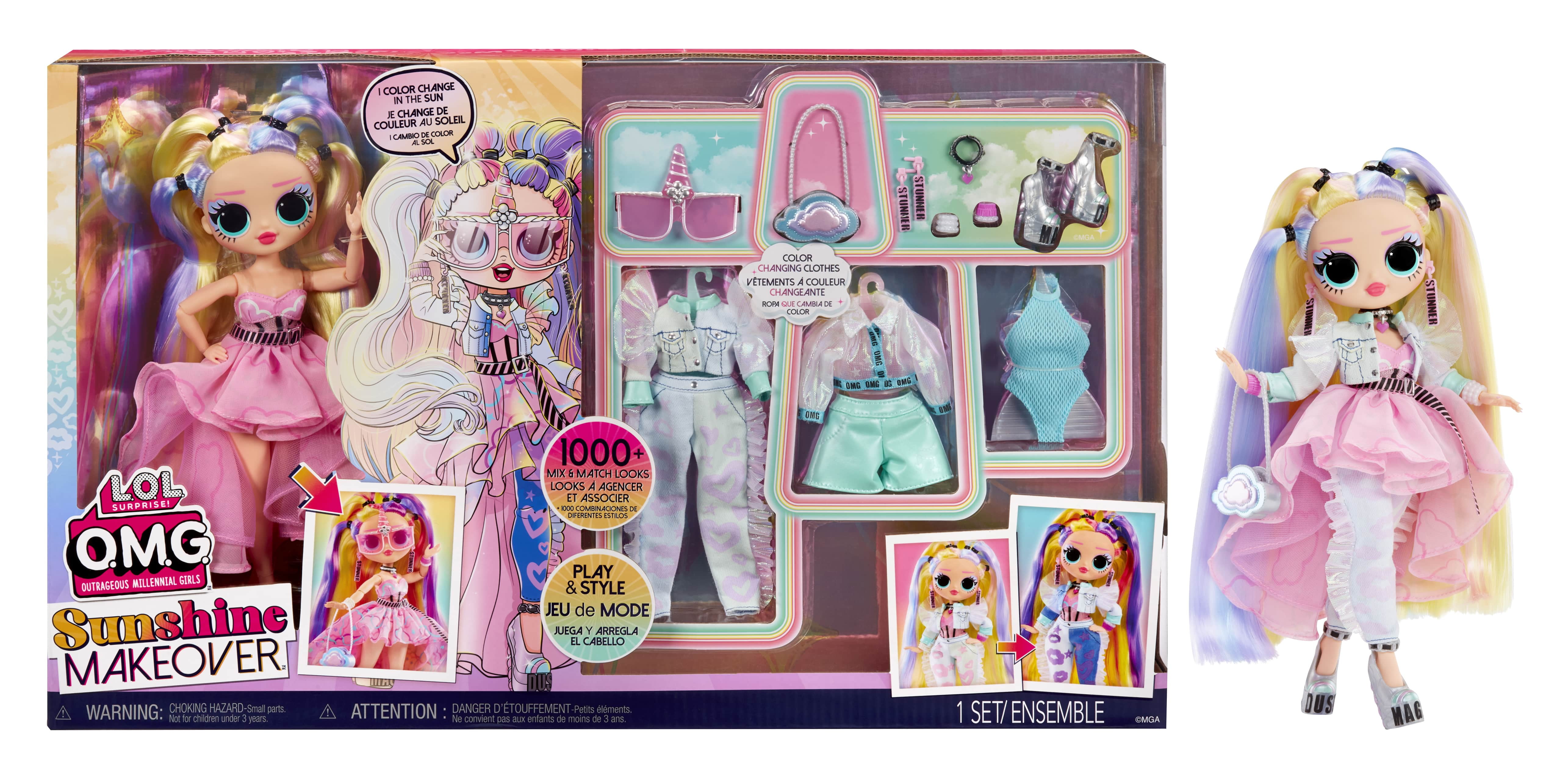 Lol surprise omg sunshine color change stellar gurl fashion doll with color change hair and fashions and multiple surprises â great gift for kids ages
