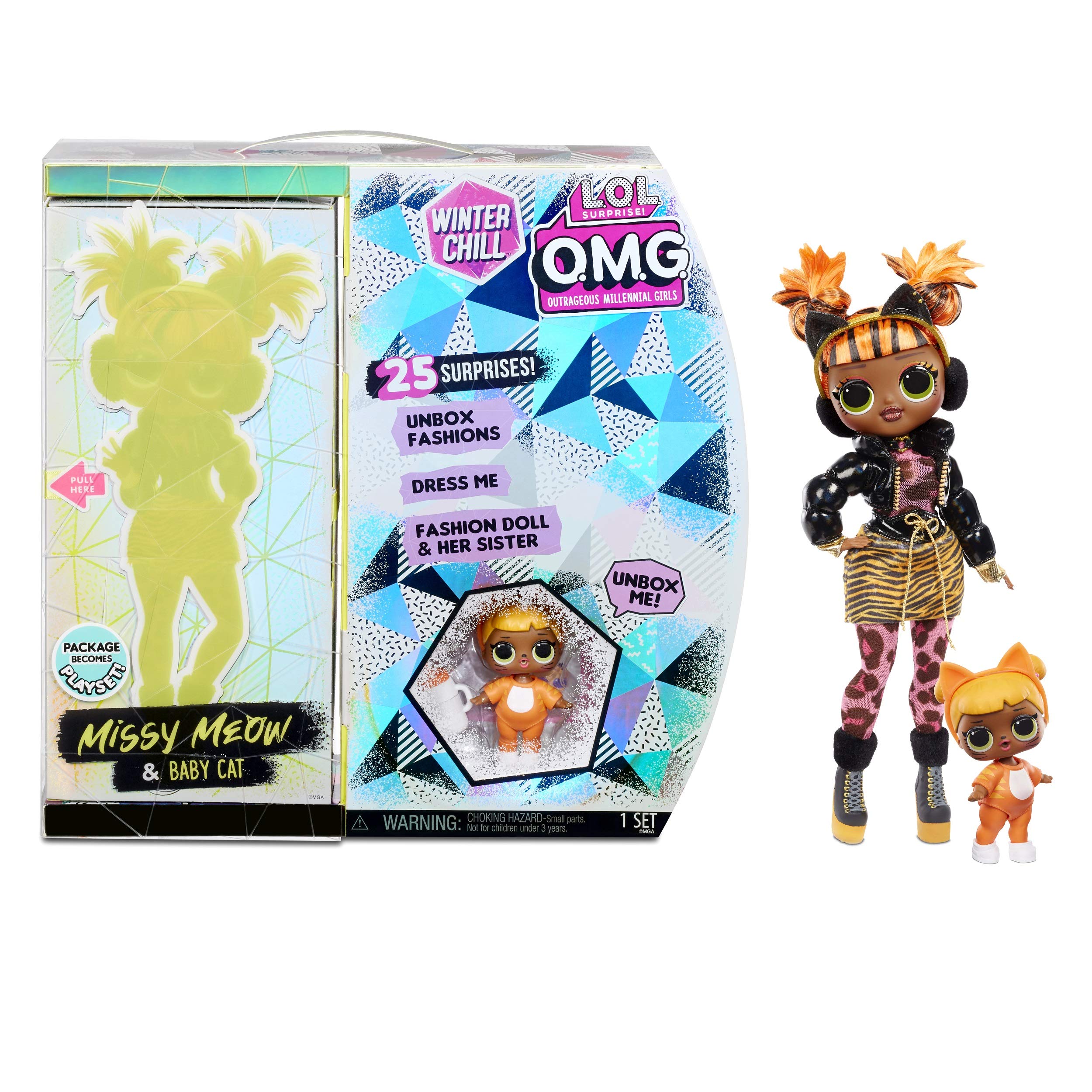 Lol surprise omg winter chill missy meow fashion doll baby cat doll with surprises toys games