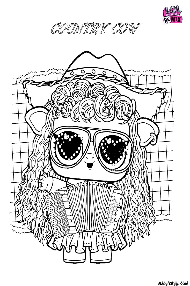 Coloring page country cow coloring lol dolls printout