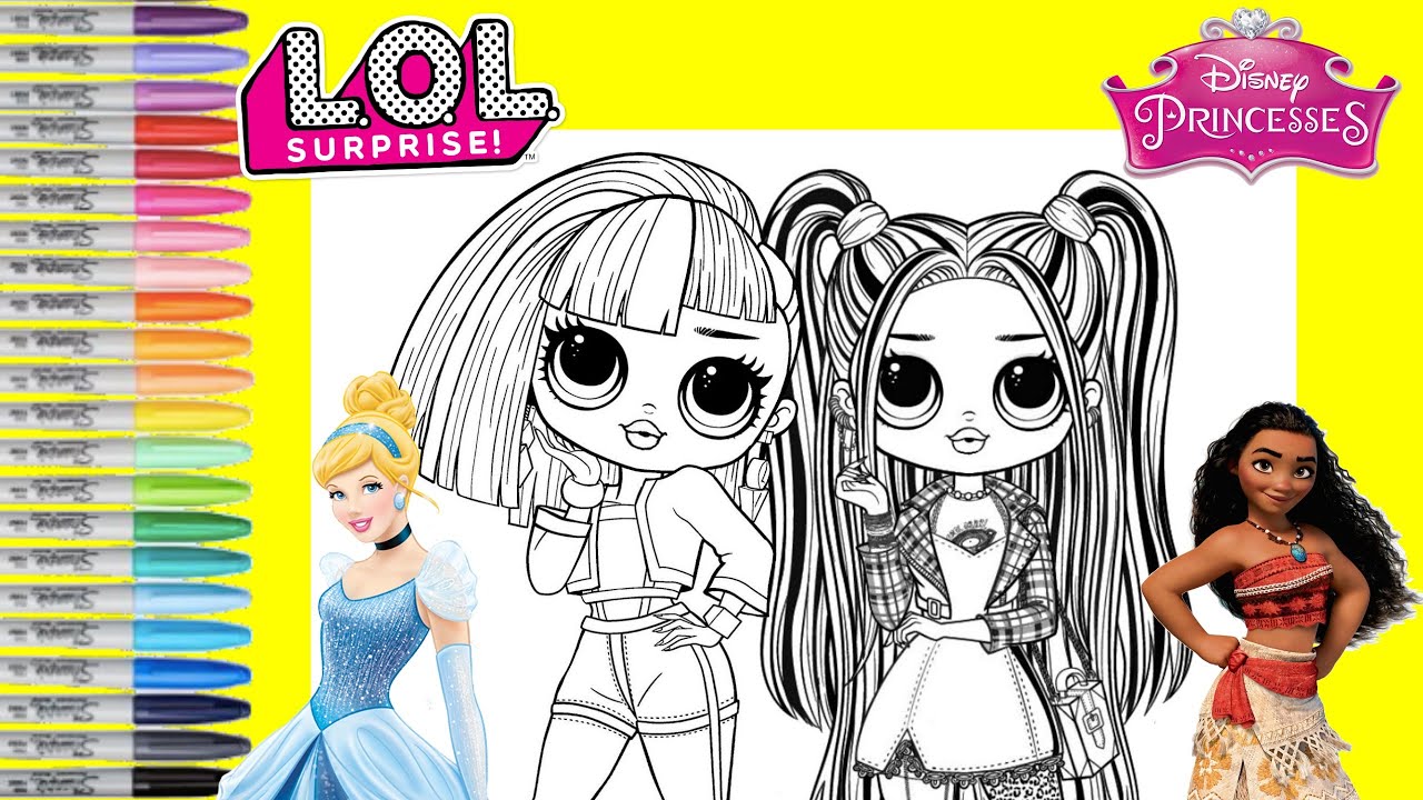 Lol surprise og dolls akeover as disney princess cinderella and oana lol surprise coloring book