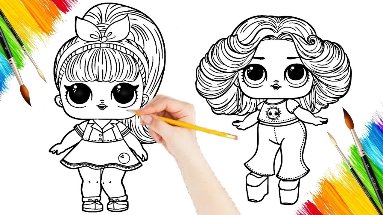 Lol doll coloring pages glitter lol doll unicorn coloring and drawing little cute girl drawing