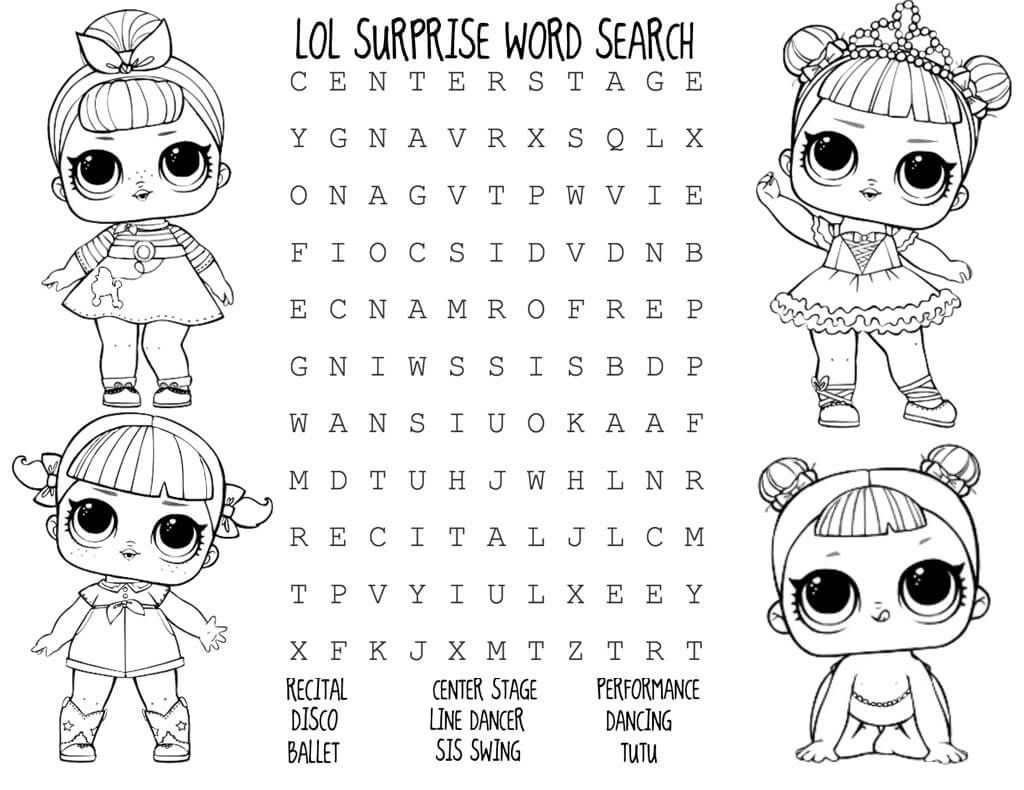 Lol surprise doll activity sheets lol dolls doll party birthday party activities