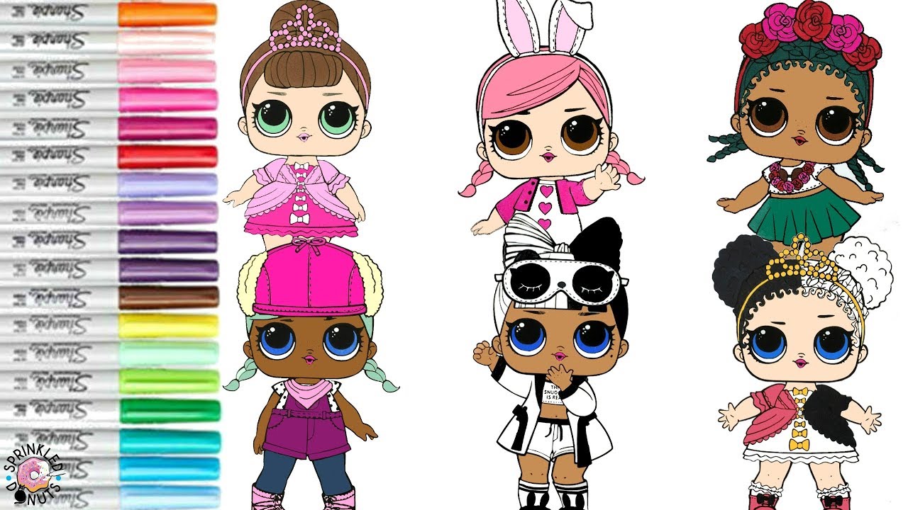 Lol surprise dolls coloring book pilation coconut qt fancy heartbreaker hops