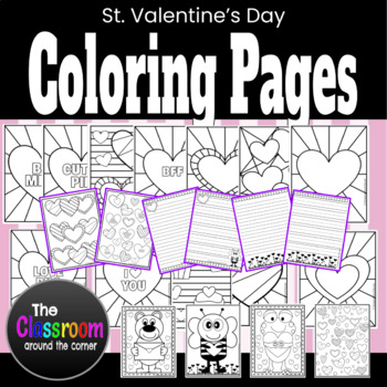 Coloring pages st valentines day coloring sheets writing pages