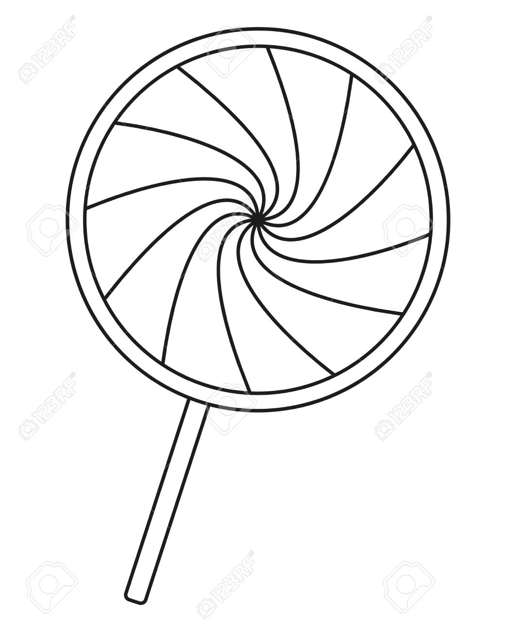 Line art black and white lollipop coloring book page for adults and kids xmas themed vector illustration for icon logo sticker patch label sign badge certificate or gift card decoration royalty free