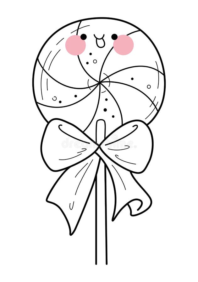 Kawaii lollipop coloring page for kids cartoon vector illustration stock vector