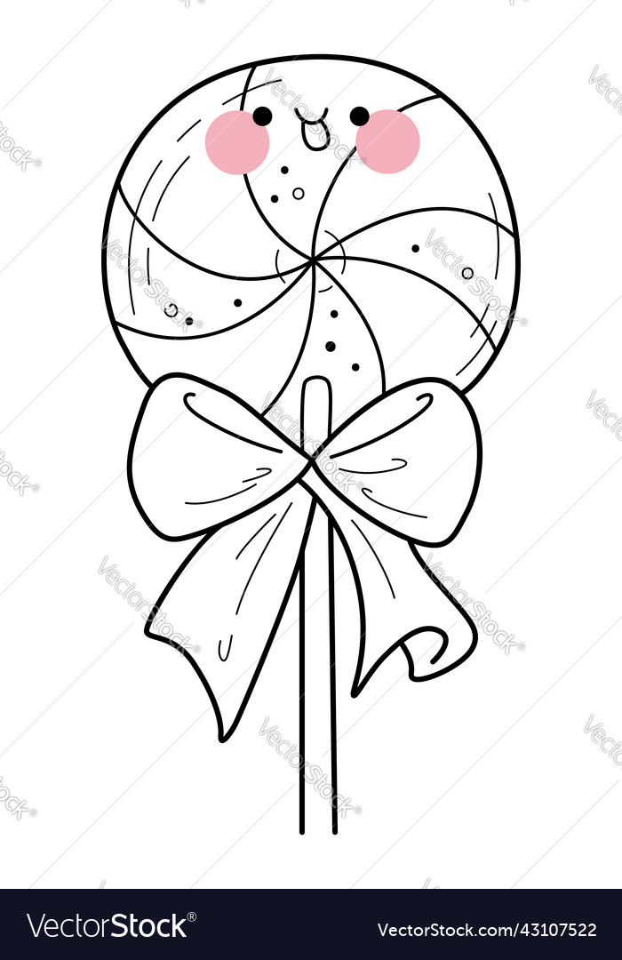 Kawaii lollipop coloring page for kids royalty free vector