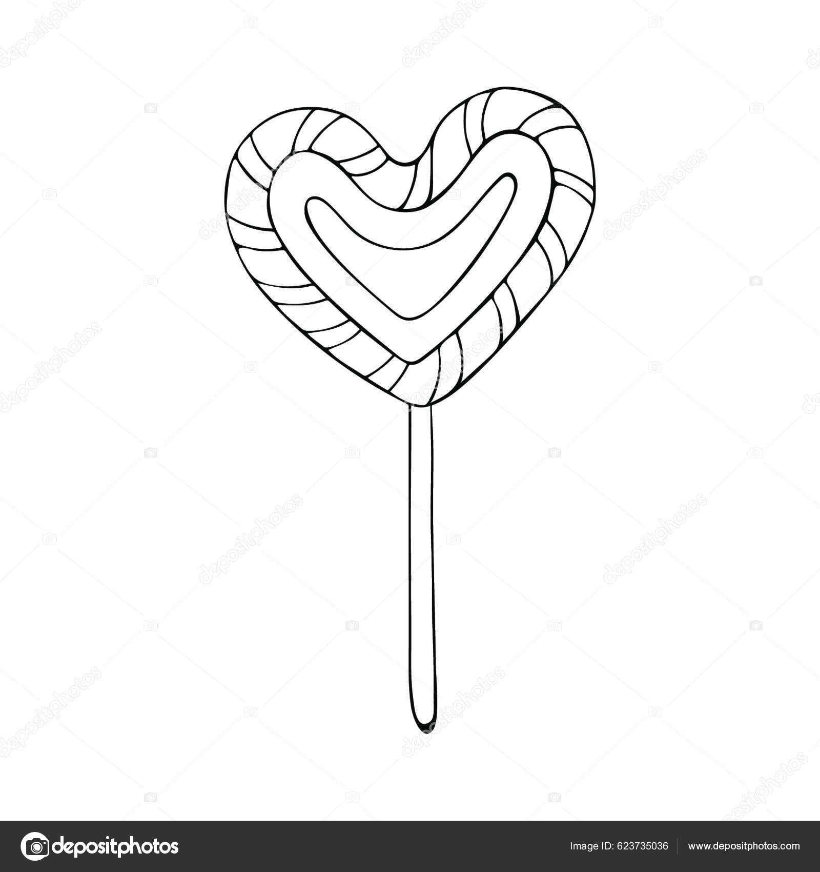 Coloring page caramel candies holiday sweets lollipop stick hand drawn stock vector by yayimages