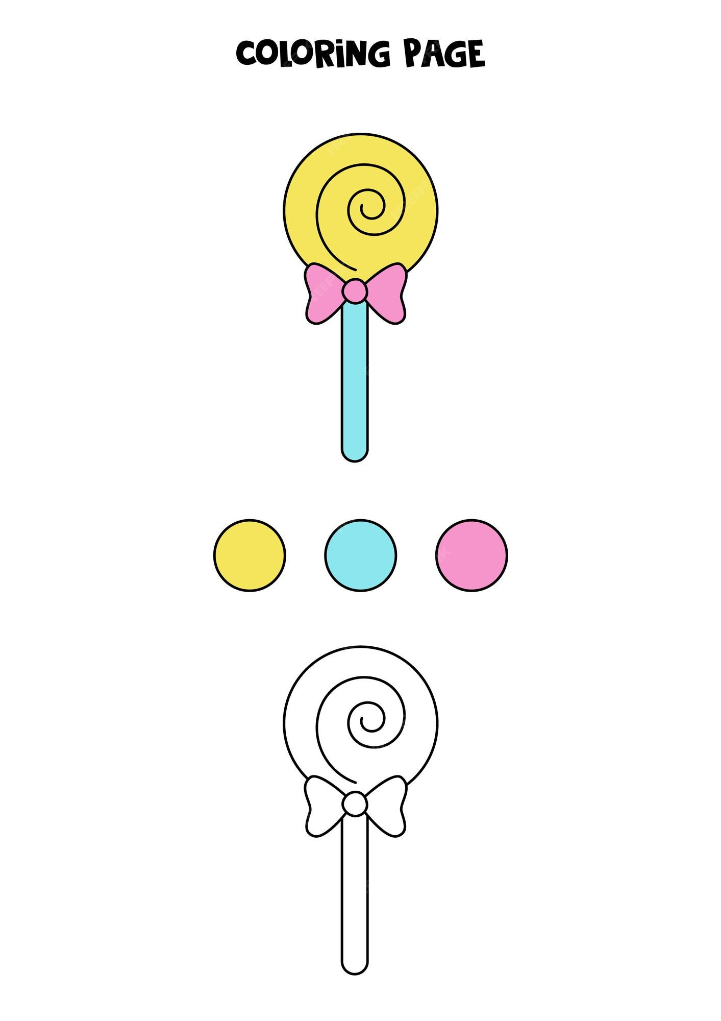 Premium vector color cute yellow lollipop worksheet for kids