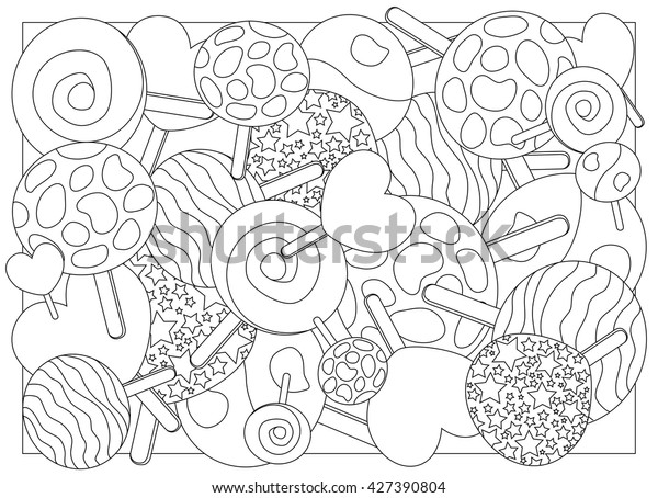 Coloring page lollipops vector illustration lollipop stock vector royalty free