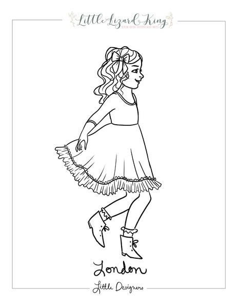 London dress coloring page â little lizard king