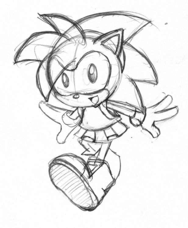 Classic amy rose sketch by rongs on
