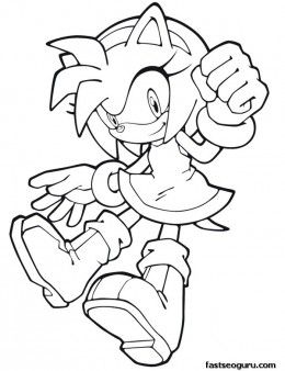 Printable sonic the hedgehog amy rose coloring in sheets