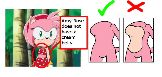 Why the heck do people keep drawing amy with a tancream belly when she actually has a full