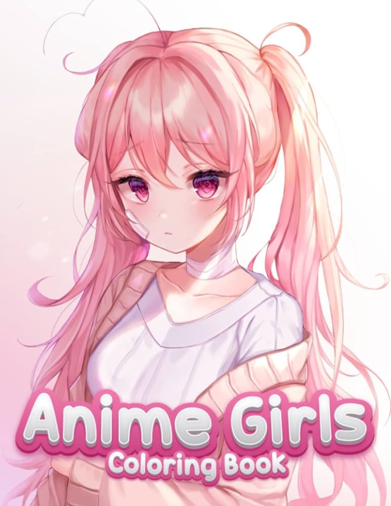 Anime girls coloring book premium illustration pages to color with one sided coloring pages for teen adults couples friend co