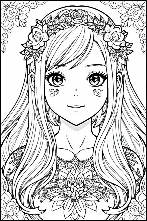 Anime girl coloring page