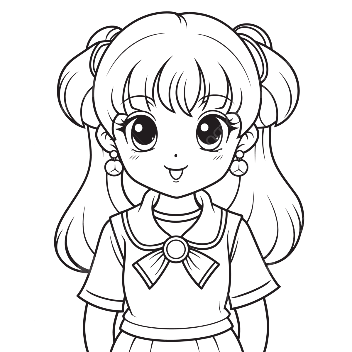 An anime girl with hair and brown eyes coloring page outline sketch drawing vector anime drawing wing drawing girl drawing png and vector with transparent background for free download