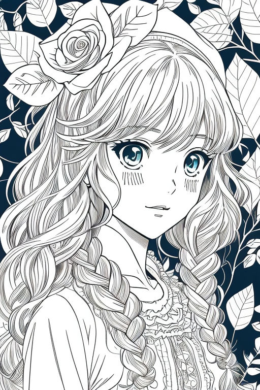 Anime girl coloring page